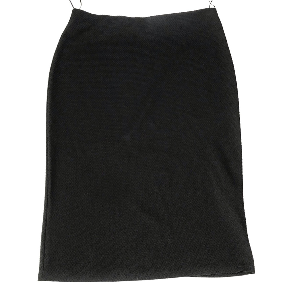 Pencil Skirt Black Polyester Stretch Elastic Basketweave Size Medium by Janina F
